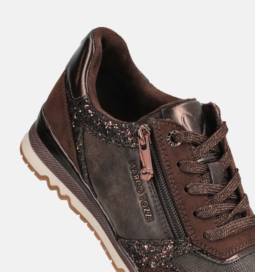 Marco Tozzi Donkerbruine Schoenen met Veter en Rits voor dames (376545) - geschikt voor steunzolen