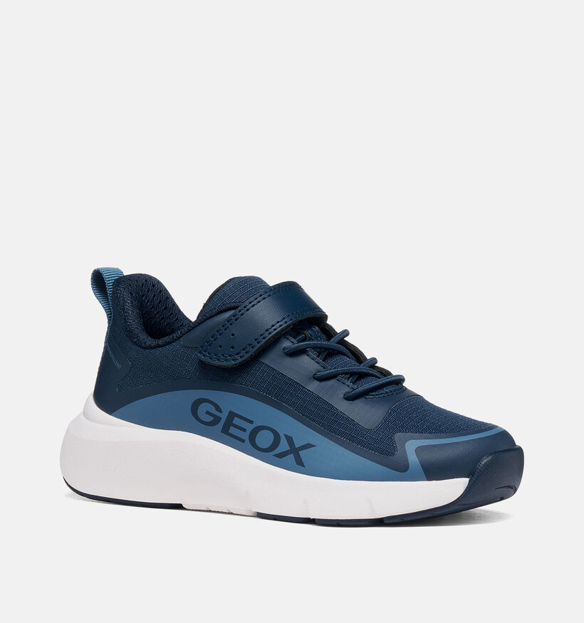 Geox Pro-Ran Boy Baskets basses en Bleu fonc&eacute; pour gar&ccedil;ons (377724) - pour semelles orthop&eacute;diques