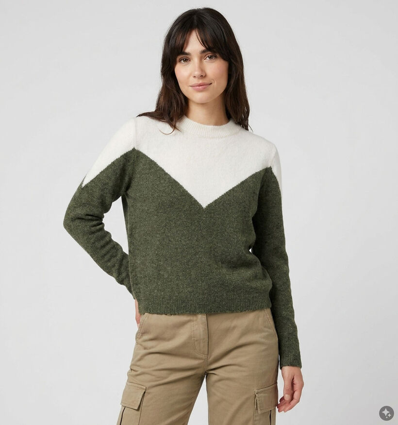 Vero Moda Plaza Groene/Beige Trui voor dames (377627)