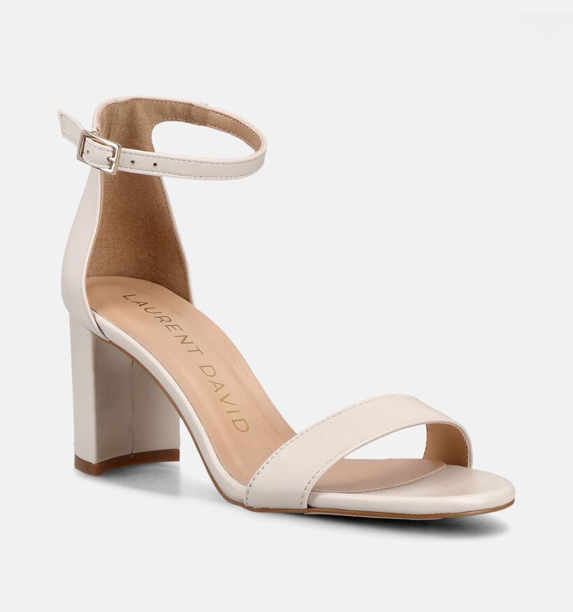 Laurent David Nappa Ghiaccio Ecru Sandalen met Bandje voor dames (374161)