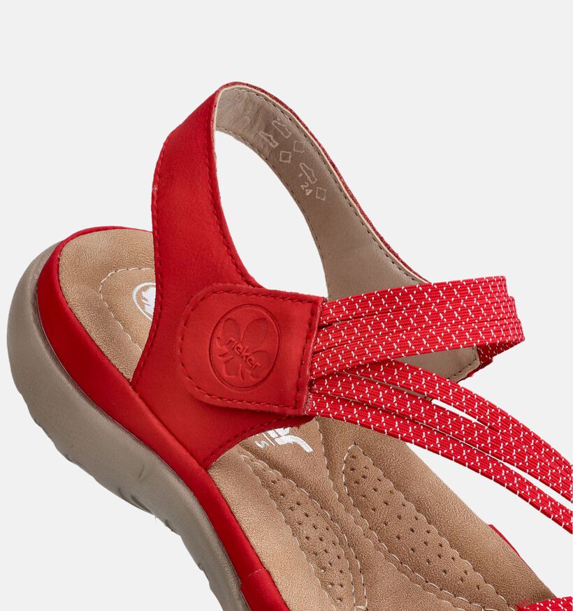 Rieker Sandales plates en Rouge pour femmes (370410)