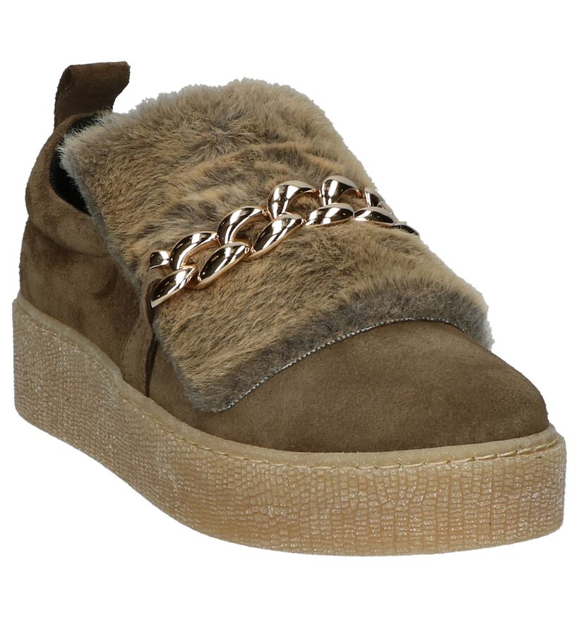 Kaki Geklede Instapper Tango Chantal in daim (216962)