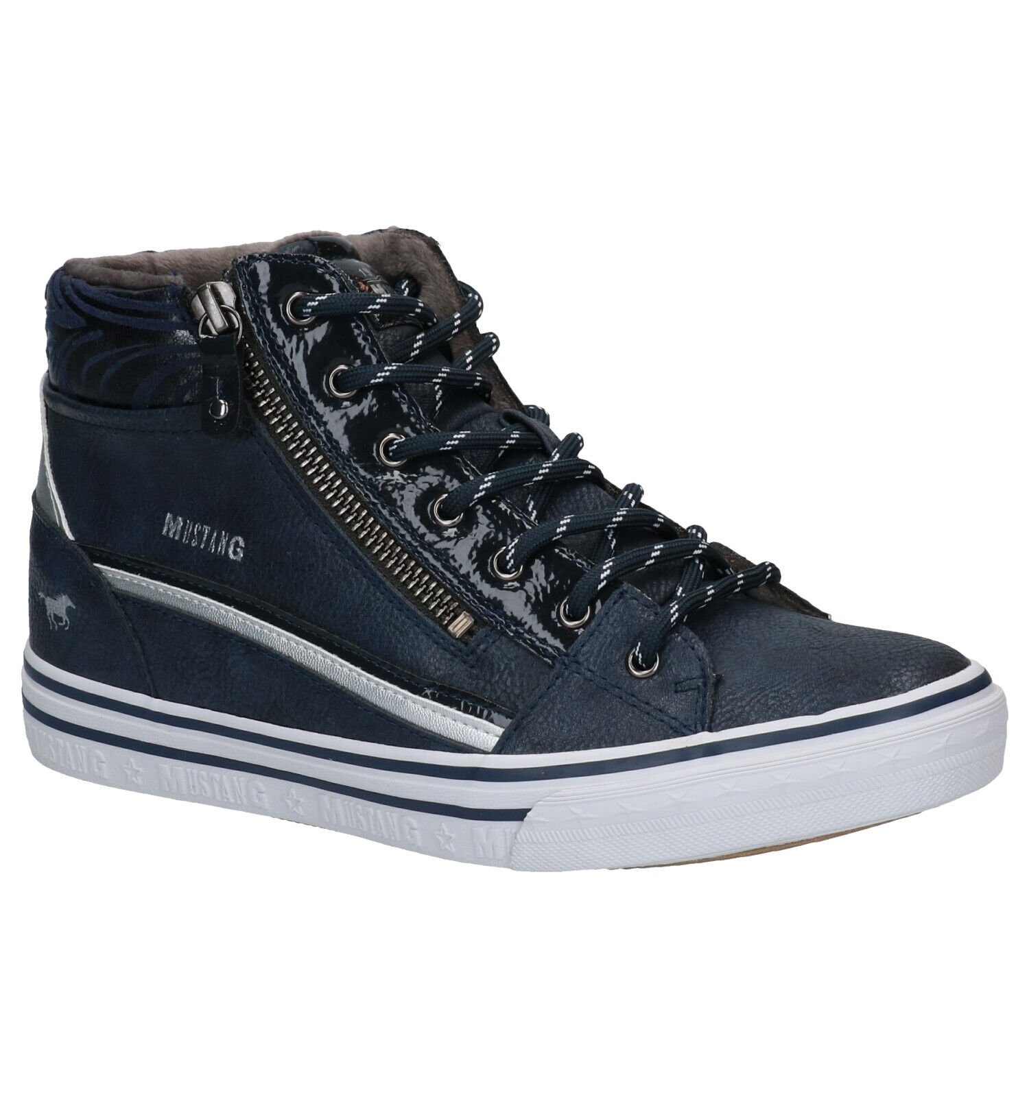 Mustang Blauwe Hoge Sneakers Dames Sneakers Online op TORFS.BE