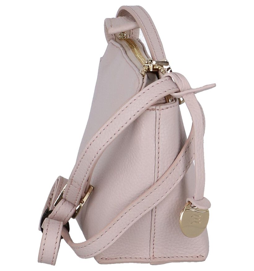 Lichtroze Crossbody Tas Crinkles in leer (248217)