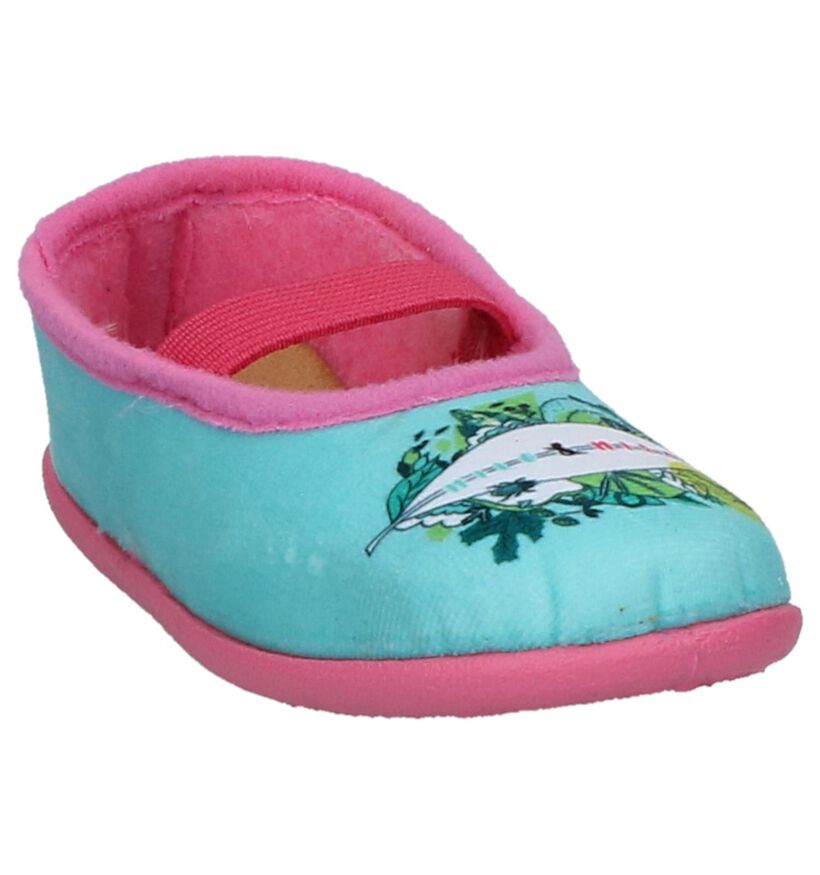 Milo & Mila Sicil Turquoise Pantoffels in stof (235558)