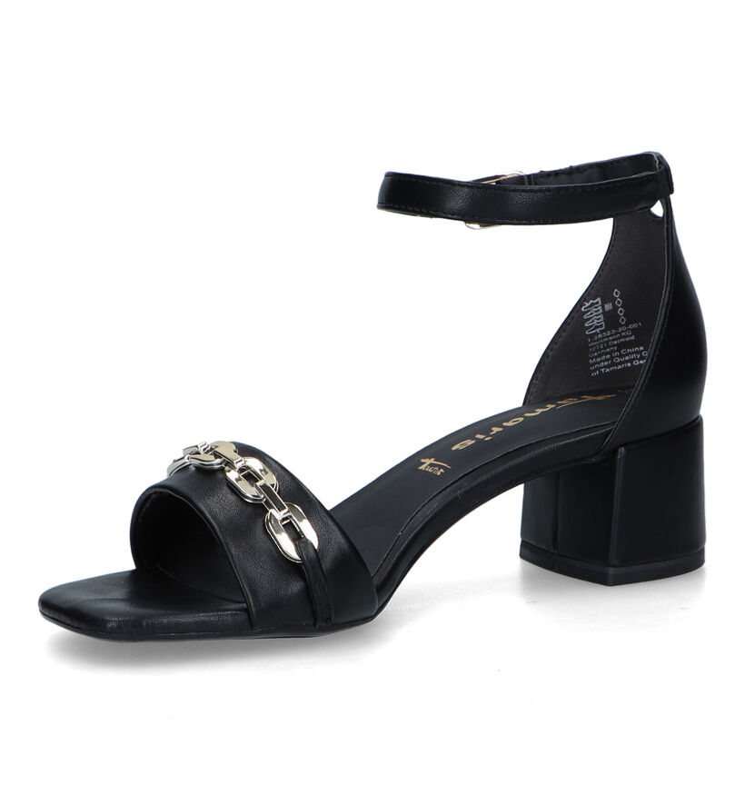 Tamaris Zwarte Sandalen met gesloten hiel in kunstleer (322332)