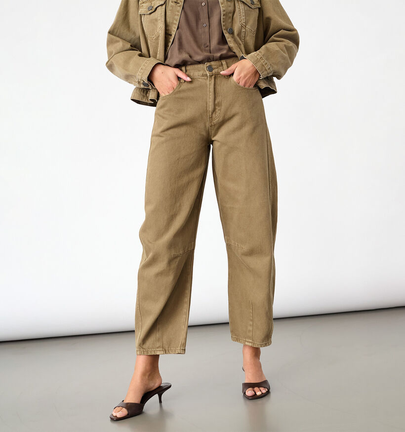 Sisters Point Fiora Kakigroene Barrel Jeans voor dames (386267)