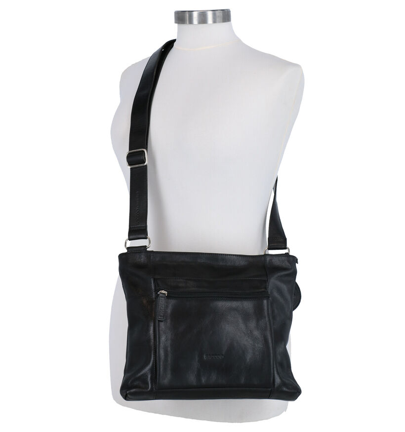 Saccoo Berjemo Sac porté croisé en Noir en cuir (283614)