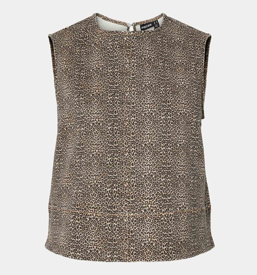 Pieces Salume Denim Mini Leo Bruine Top voor dames (372379)