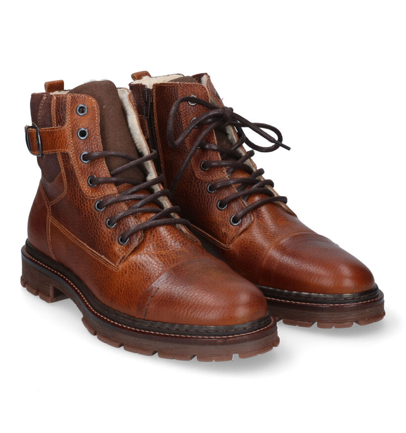 Bullboxer Boots à lacets en Cognac pour hommes (318458) - pour semelles orthopédiques