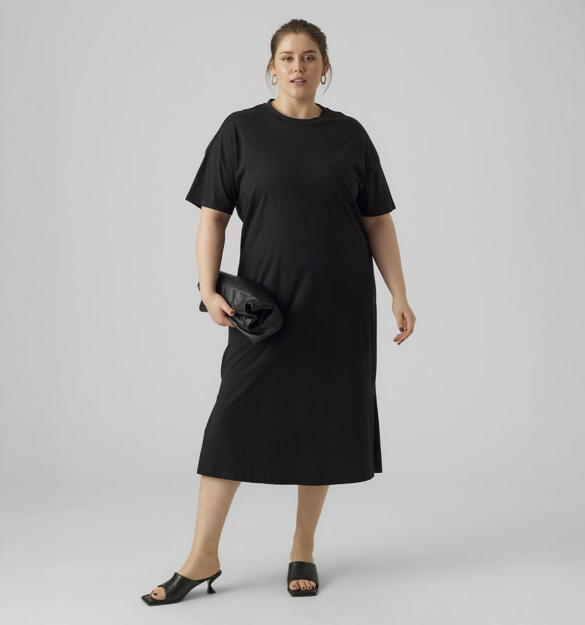 Vero Moda Curve Molly Oversized Zwarte T-shirt Jurk voor dames (369322)