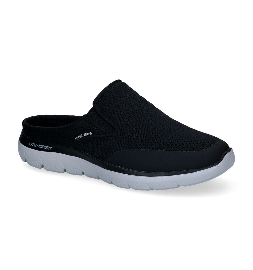 Skechers Summits Zwarte Pantoffels in stof (295662)