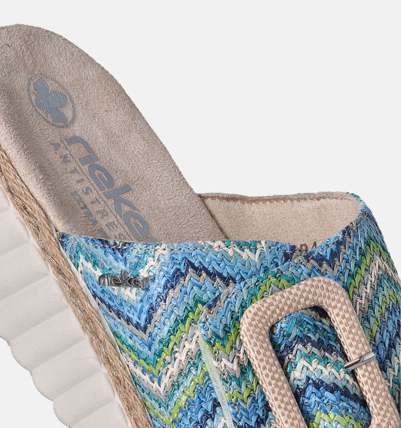 Rieker Nu-pieds talon compensé en Bleu pour femmes (354990)