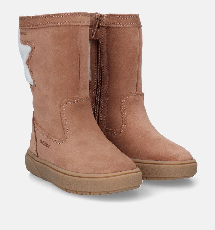 Geox Theleven Bottes étanches en Cognac pour filles (330132) - pour semelles orthopédiques