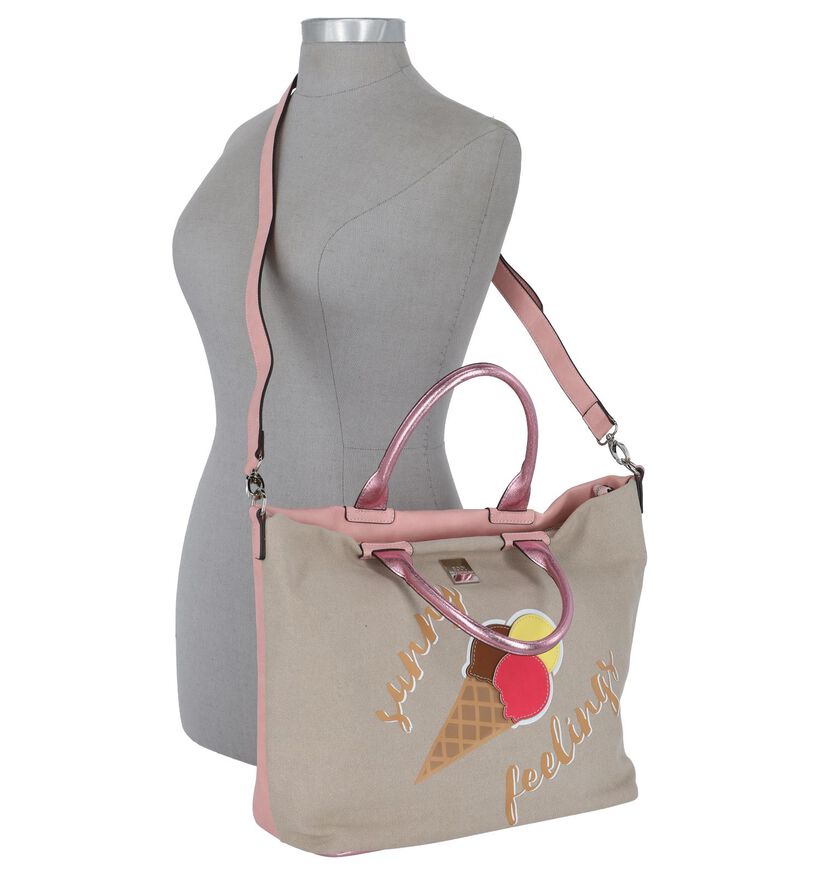 BOO! Sac de plage en Beige en textile (215233)