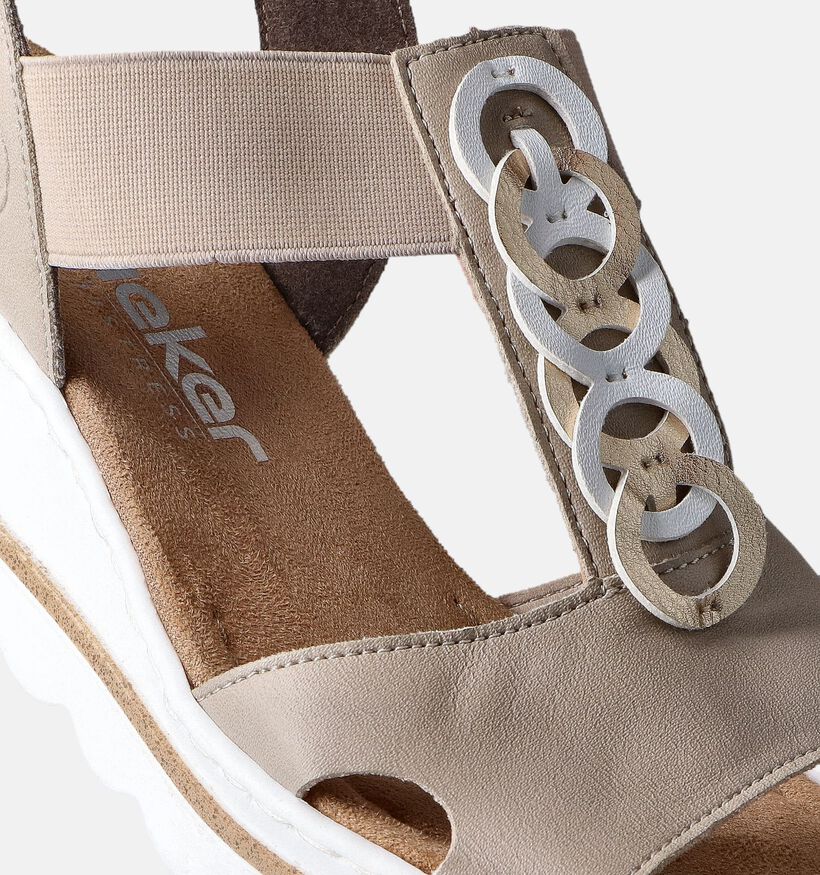 Rieker Sandales talon compensé en Beige pour femmes (354994)