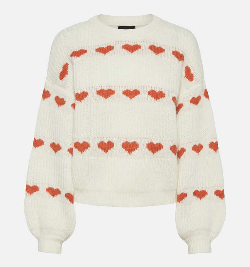 Pieces Nove Pull en tricot en Blanc pour femmes (346563)