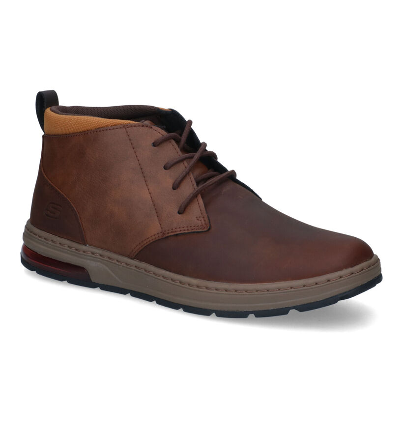 Skechers Evenston Renli Chaussures hautes en Cognac en cuir (312698)