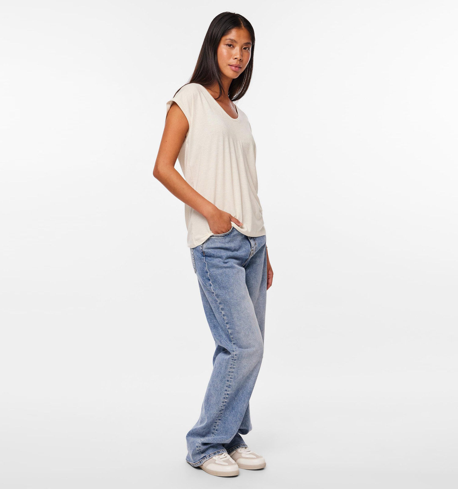 Pieces Billo Ecru T shirt Dames T shirts Online op TORFS.BE