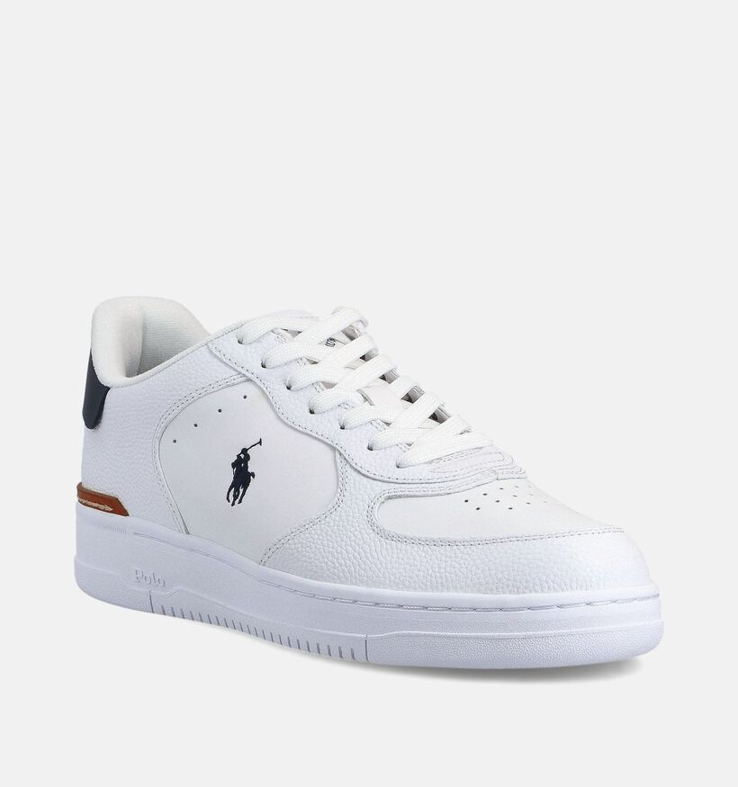 Polo Ralph Lauren Mastercourt Chaussures plates en Blanc/Bleu fonc&eacute; pour hommes (366444)