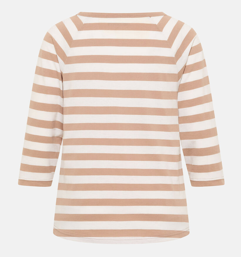 Elbsand Celin Bruine/Witte T-shirt met Lange Mouwen voor dames (381284)