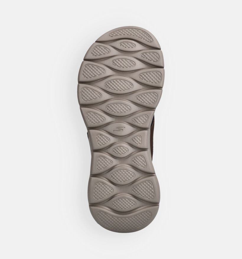 Skechers Walk Flex Tongs en Brun fonc&eacute; pour hommes (371078)