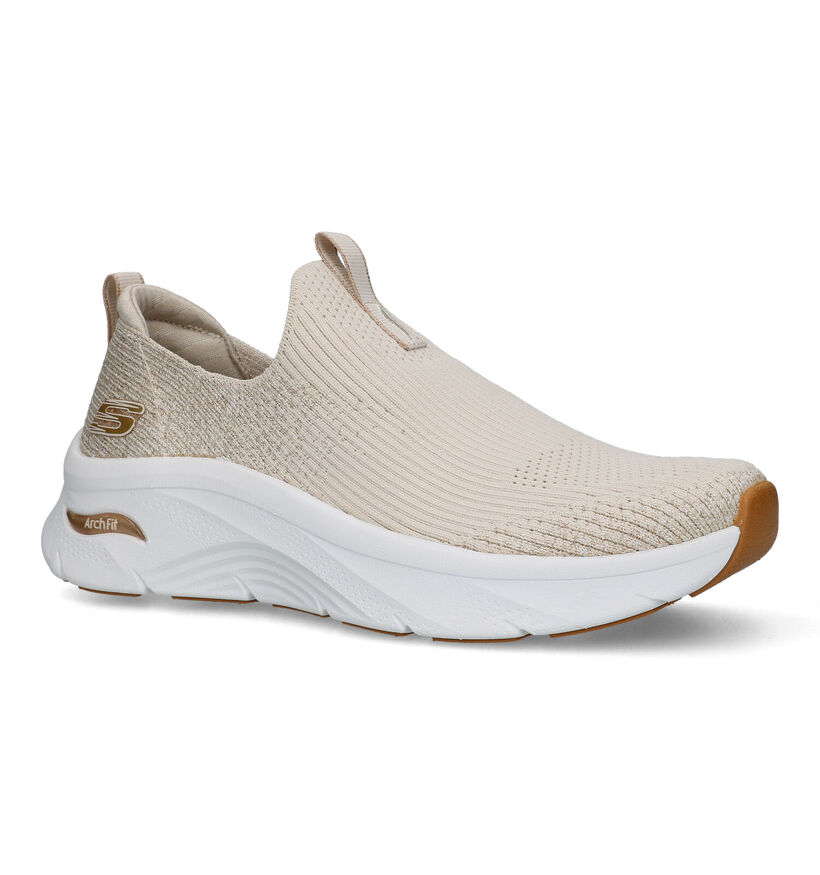 Skechers Arch Fit D'Lux Glimmer Dust Beige Slip-on sneakers voor dames (325457) - geschikt voor steunzolen