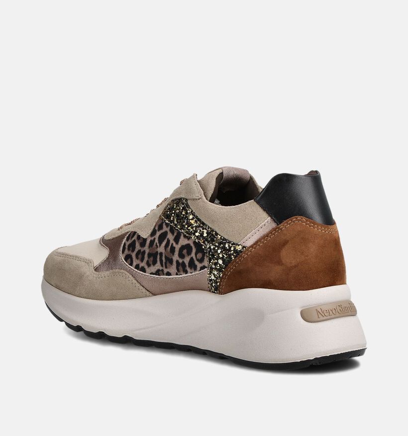 NeroGiardini Baskets Leopard en Beige pour femmes (363999) - pour semelles orthopédiques
