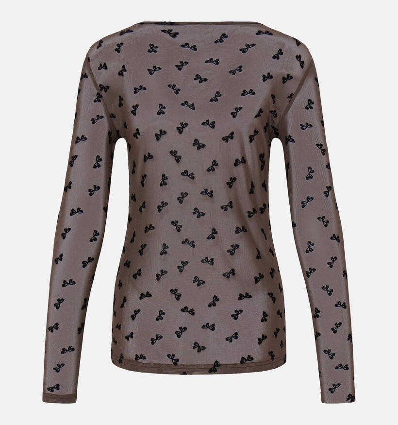 Fransa Deta Donkerbruine Mesh Top voor dames (379943)