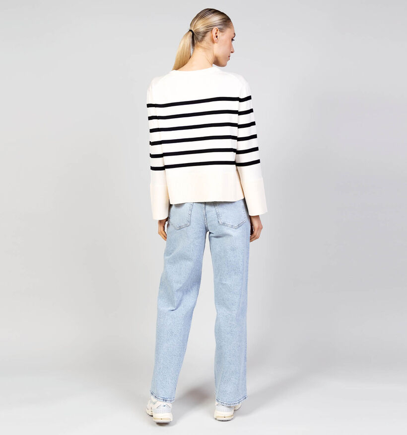 comma Witte Trui met Streepprint voor dames (372184)