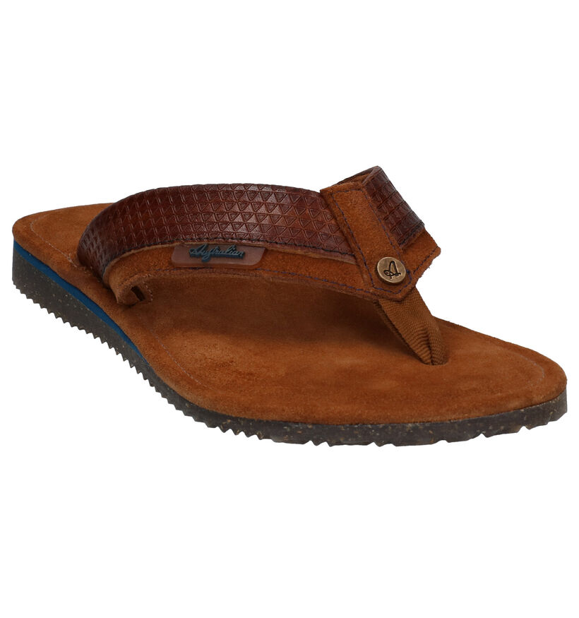 Australian Newport Blauwe Teenslippers in leer (289190)