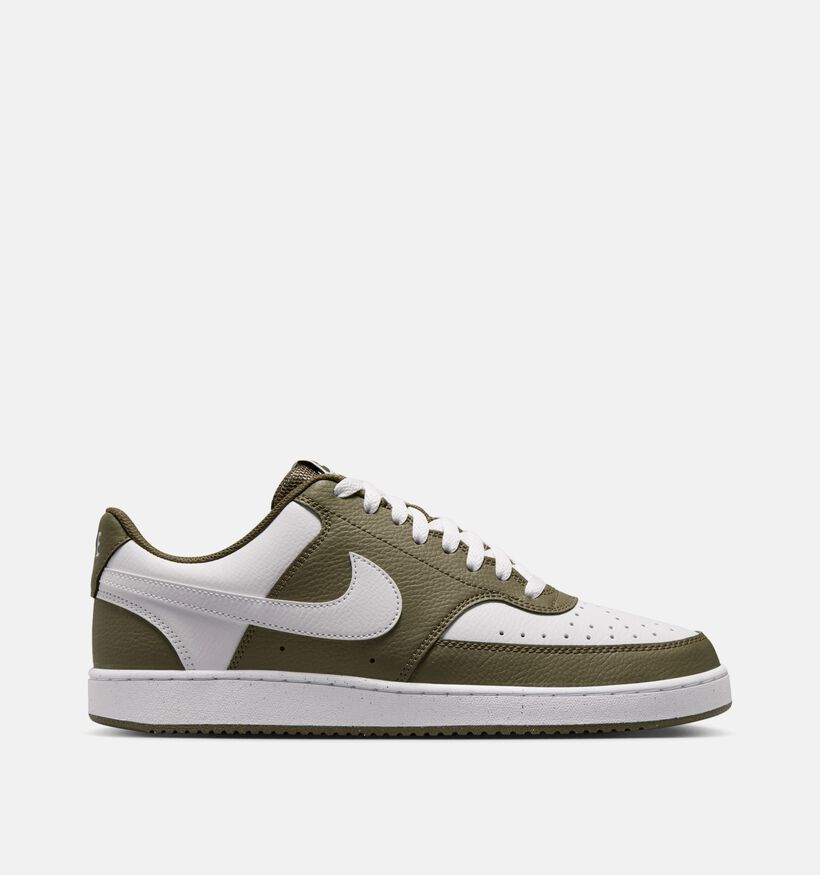 Nike Court Vision Low Baskets en Vert kaki/Blanc pour hommes (359876) - pour semelles orthopédiques