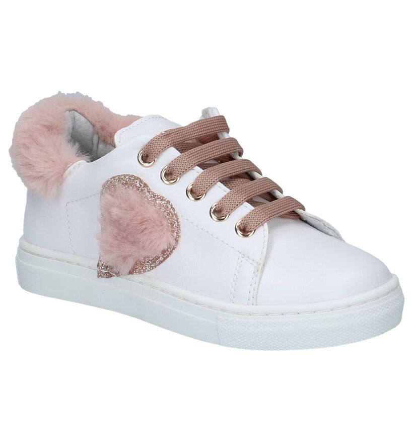 Wit/Roze K3 Sneakers in leer (224101)