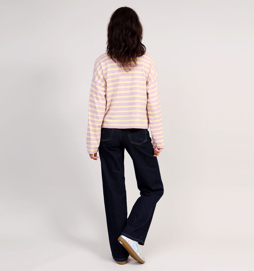 Pieces Mille Longsleeve en Rose/Jaune Pastel pour femmes (368501)