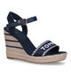 Tommy Hilfiger Seasonal Webbing Wedge Sandales en Bleu en cuir (321014)
