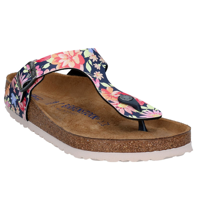 Birkenstock Gizeh Birko-Flor Zwarte Teenslippers voor dames (338058)