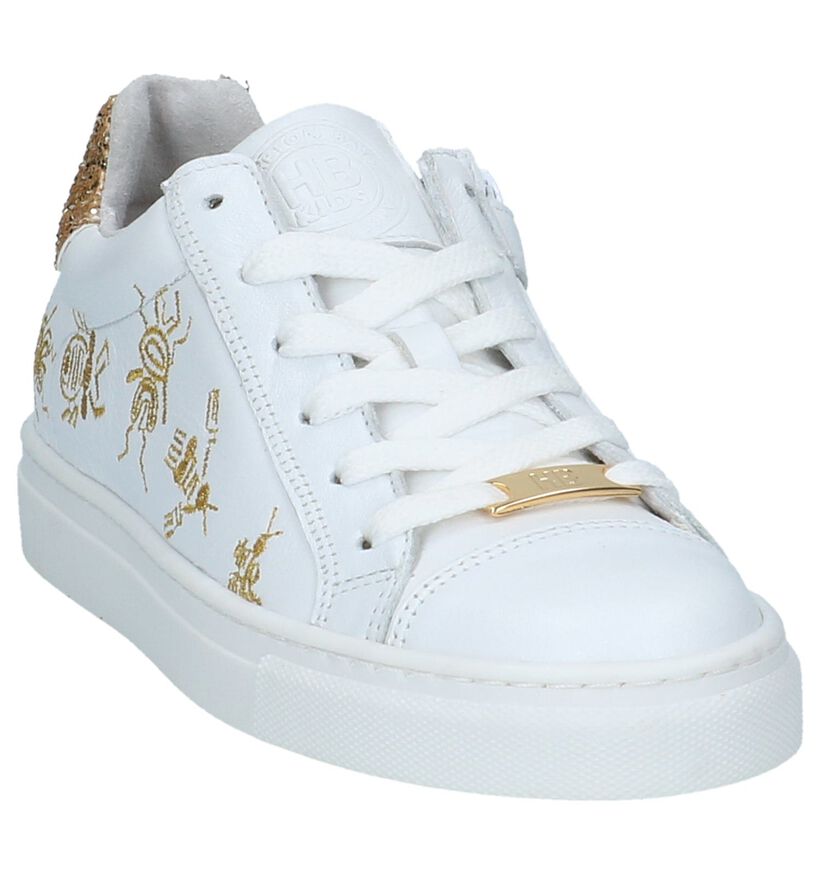 Hampton Bays Witte Sneakers met Broderie in leer (226123)