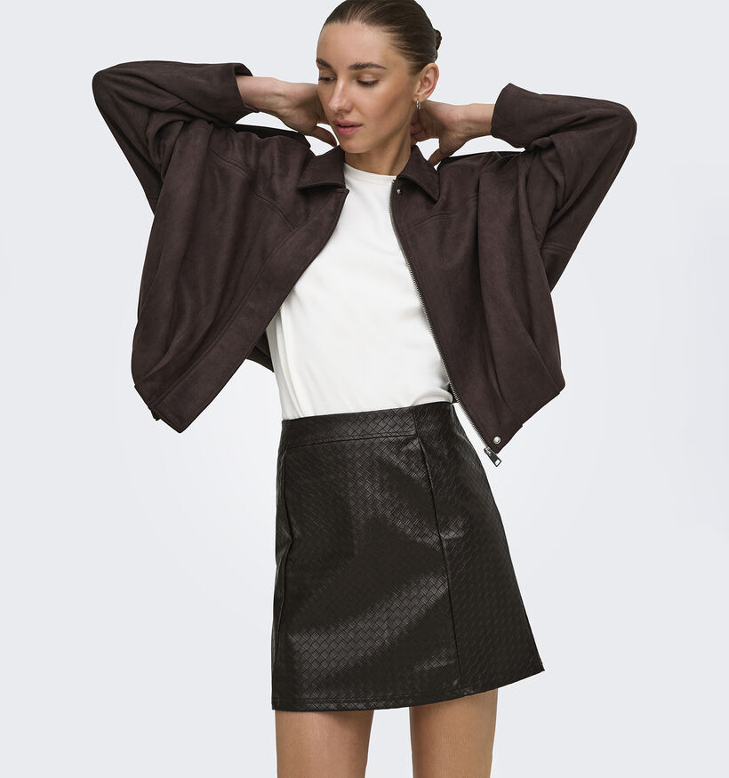 JDY Ella Donkerbruine Faux-Leather Rok voor dames (381970)