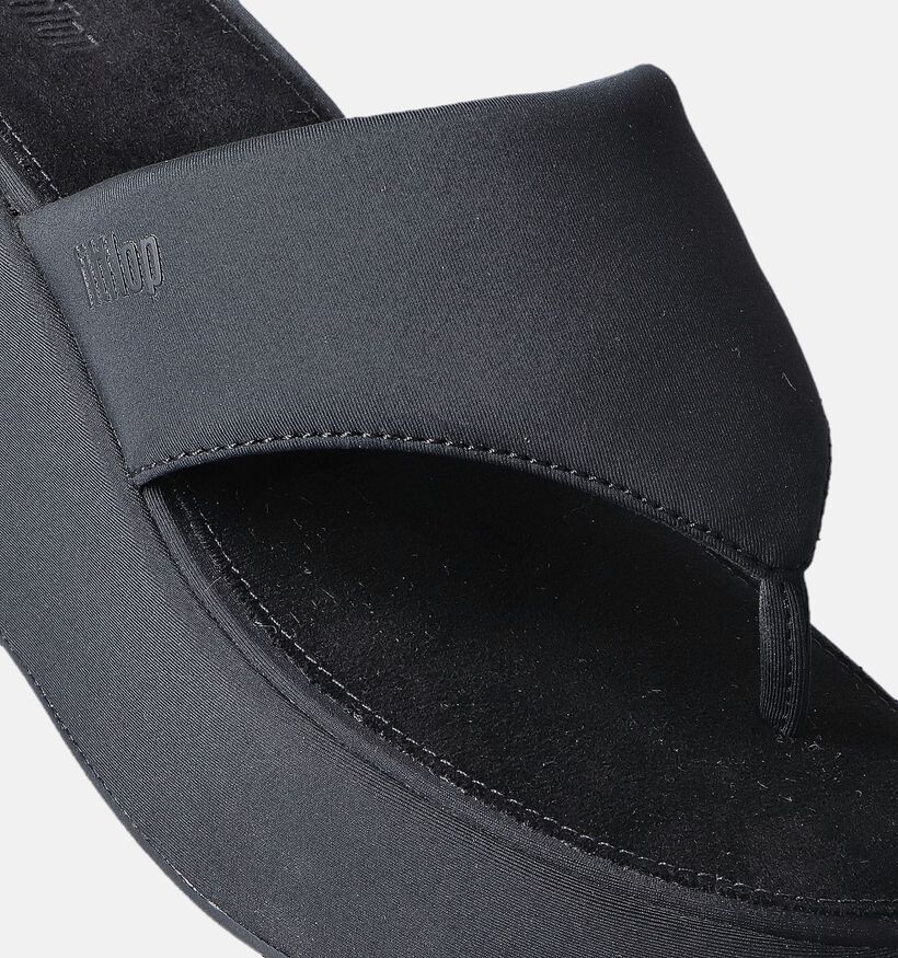 FitFlop Platform Wedge Toe-Post Sandals Zwarte Slippers voor dames (353830)