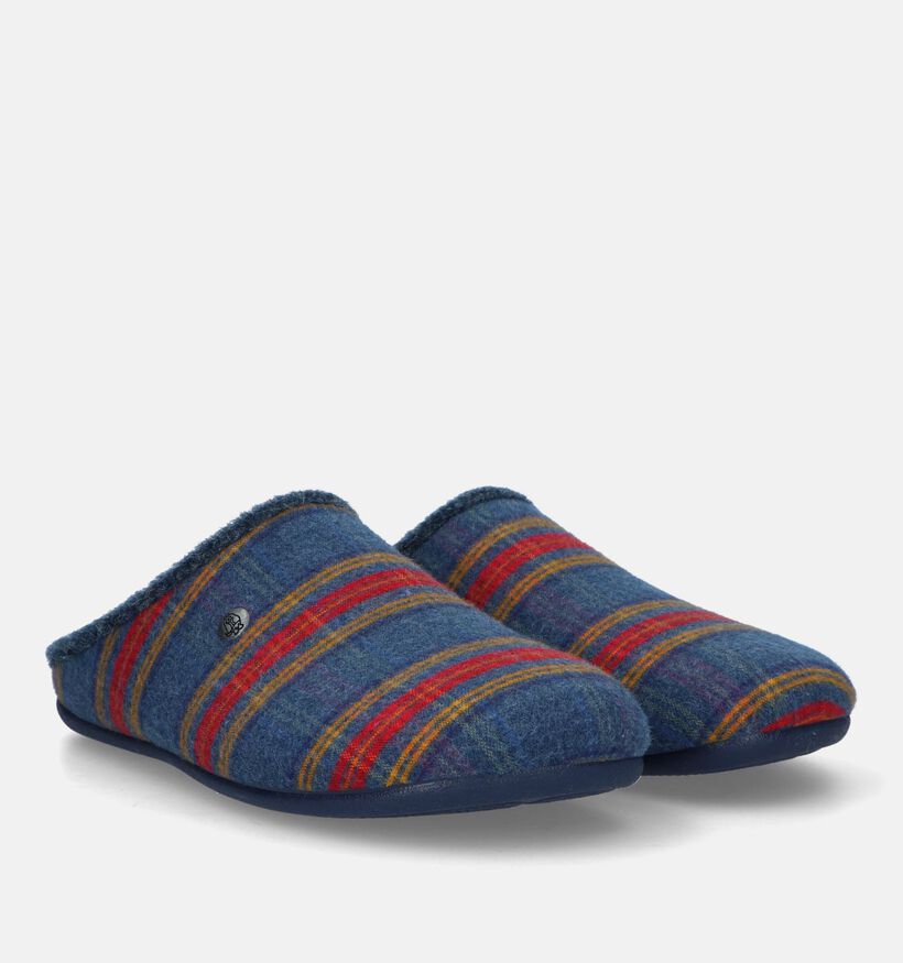 Hush Puppies Daupy Pantoufles à carreaux en Bleu pour hommes (330016)