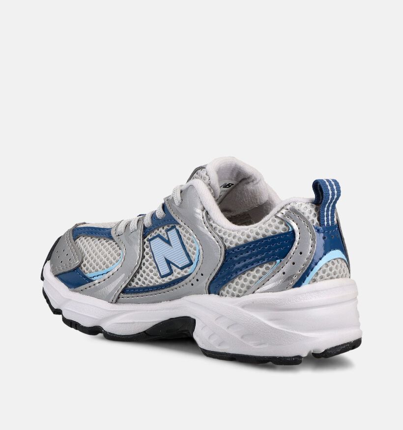 New Balance 530 Metallic Baskets en Argent/Bleu pour filles (366393) - pour semelles orthop&eacute;diques