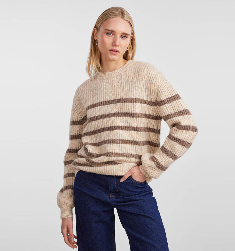 Pieces Nanna Pull rayé en Beige pour femmes (332859)