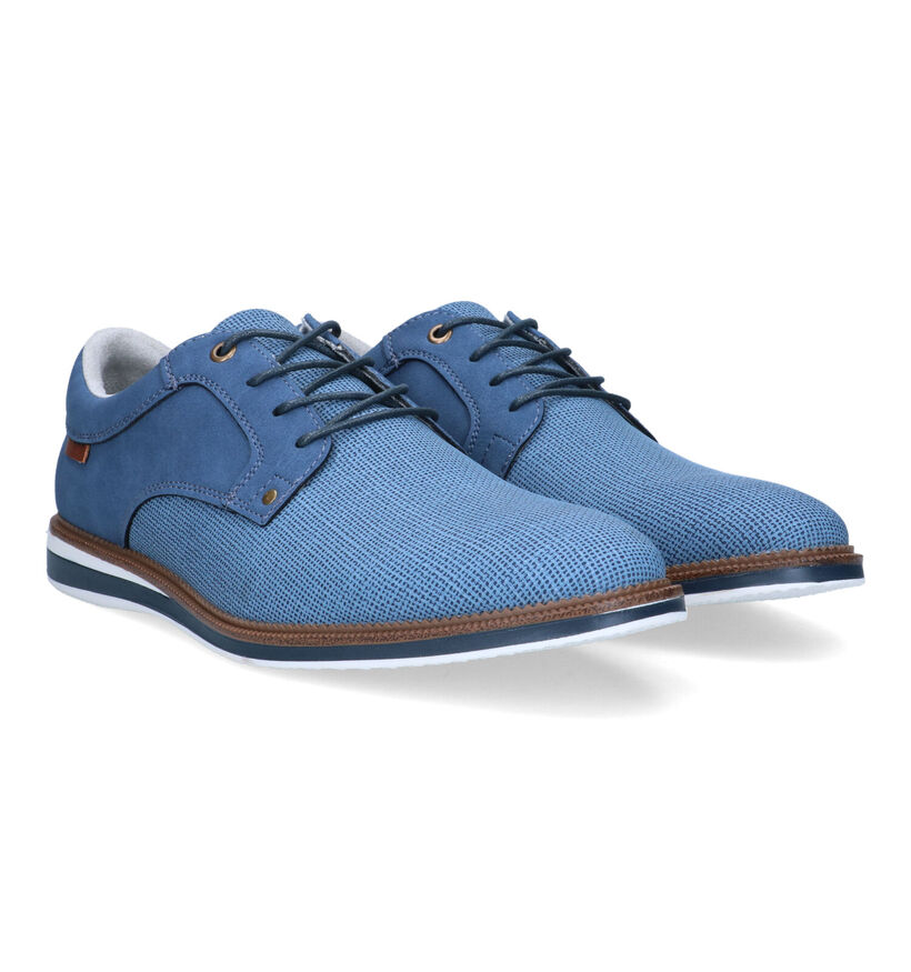 SJ Blauwe Veterschoenen voor heren (321200)