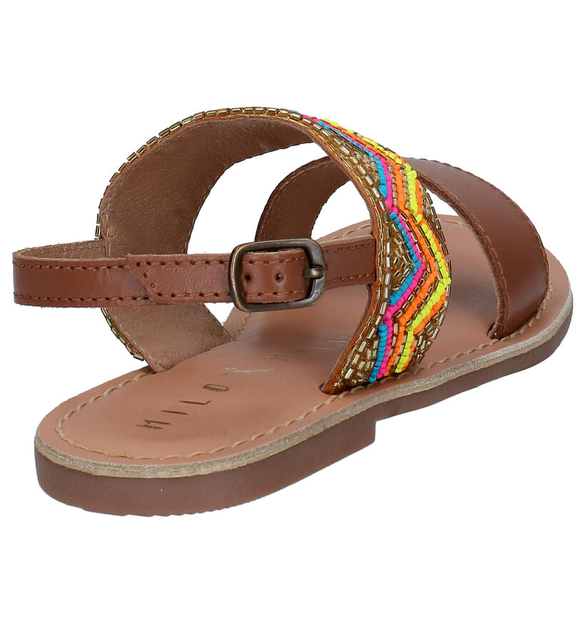 Milo & Mila Cognac Sandalen in leer (266284)