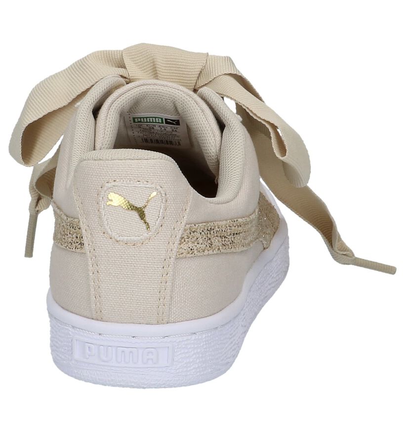 Lage Sportieve Sneakers Donkerbeige Puma Basket Heart in stof (209946)