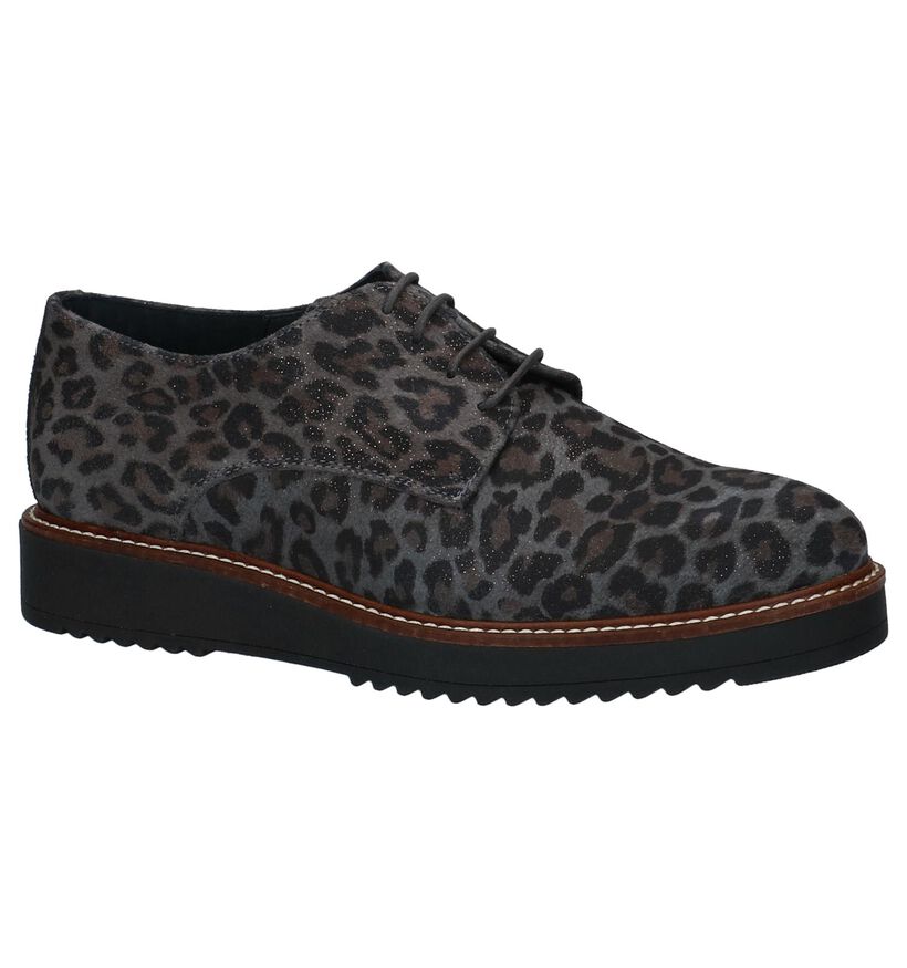 Grijze Veterschoenen Hee met Luipaardprint voor dames (227019)