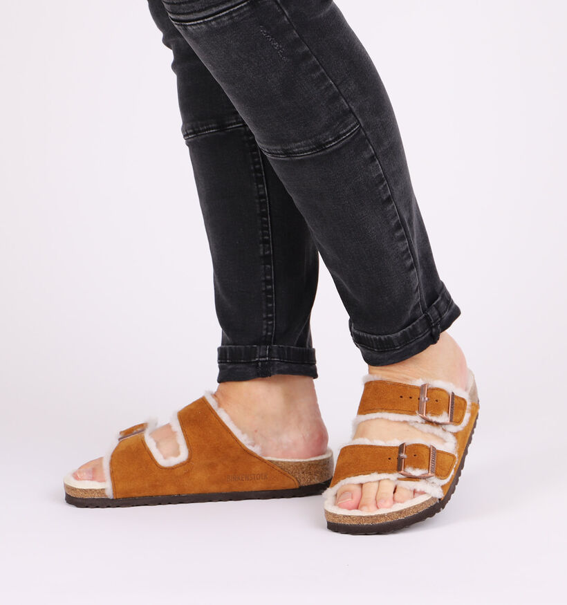 Birkenstock Arizona Fell Nu-pieds en Orange en daim (294816)