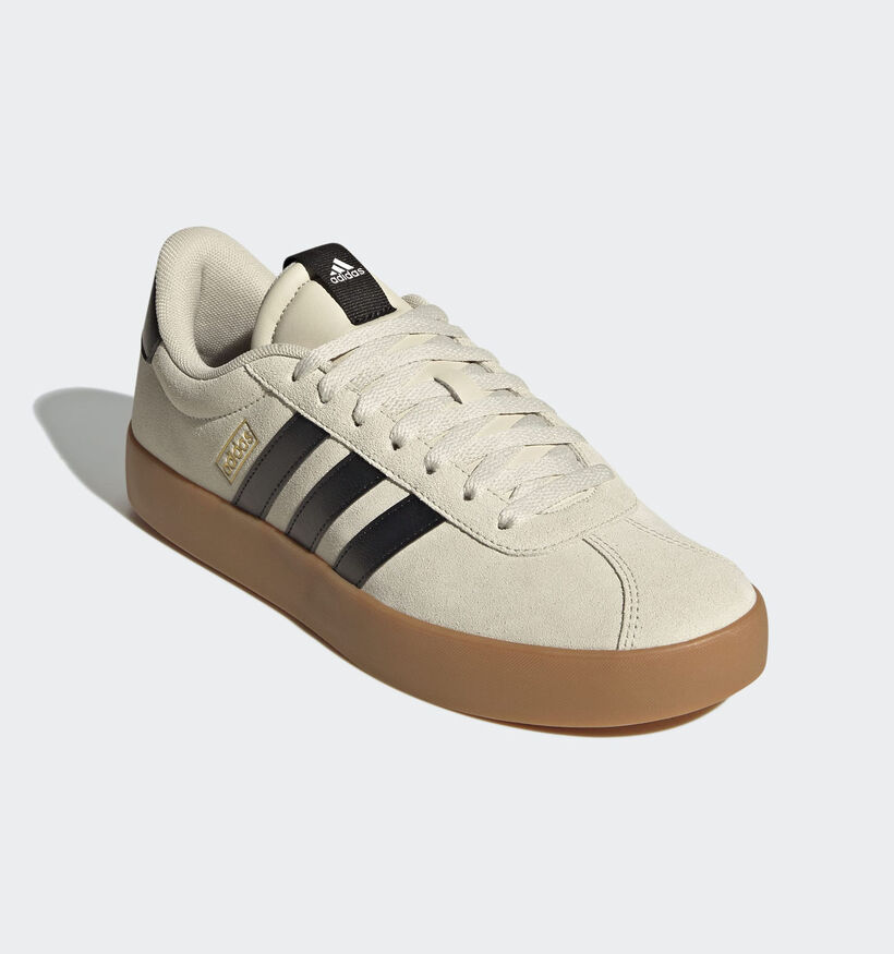 adidas VL Court 3.0 Baskets sportives en Beige/Noir pour femmes (359450) - pour semelles orthopédiques
