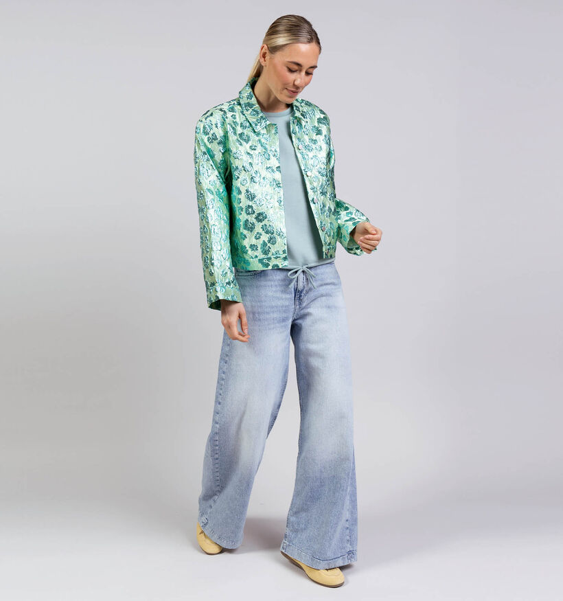 Pieces Molly Jacquard Greenery Flowers Groene Jas voor dames (381155)