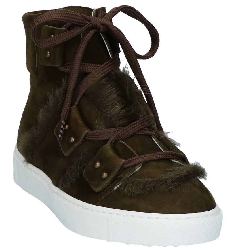 Shi's Kaki Veterboots in daim (231666)